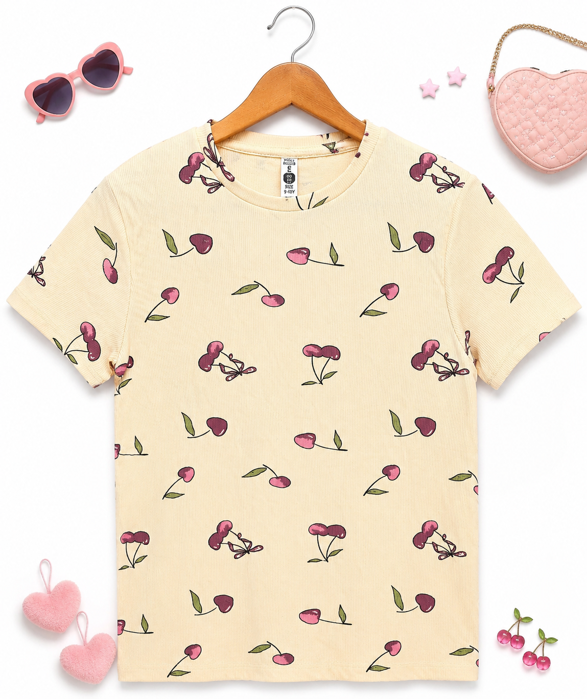 تیشرت زنانه H&M کبریتی گیلاسی